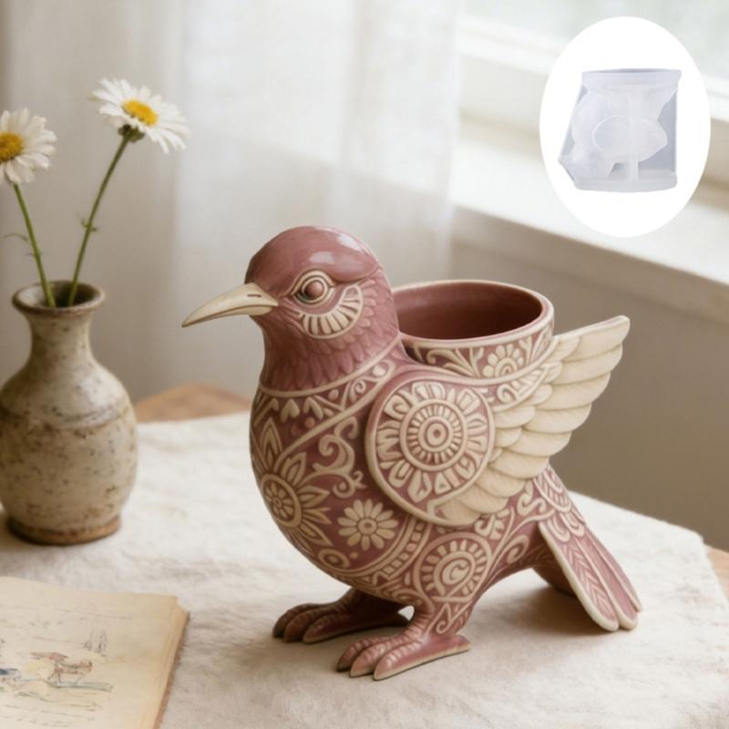 Multipurpose Silicone Mould For Handmade Concrete Flower Pots And Charm Resin Decoration Items In Bird Designs