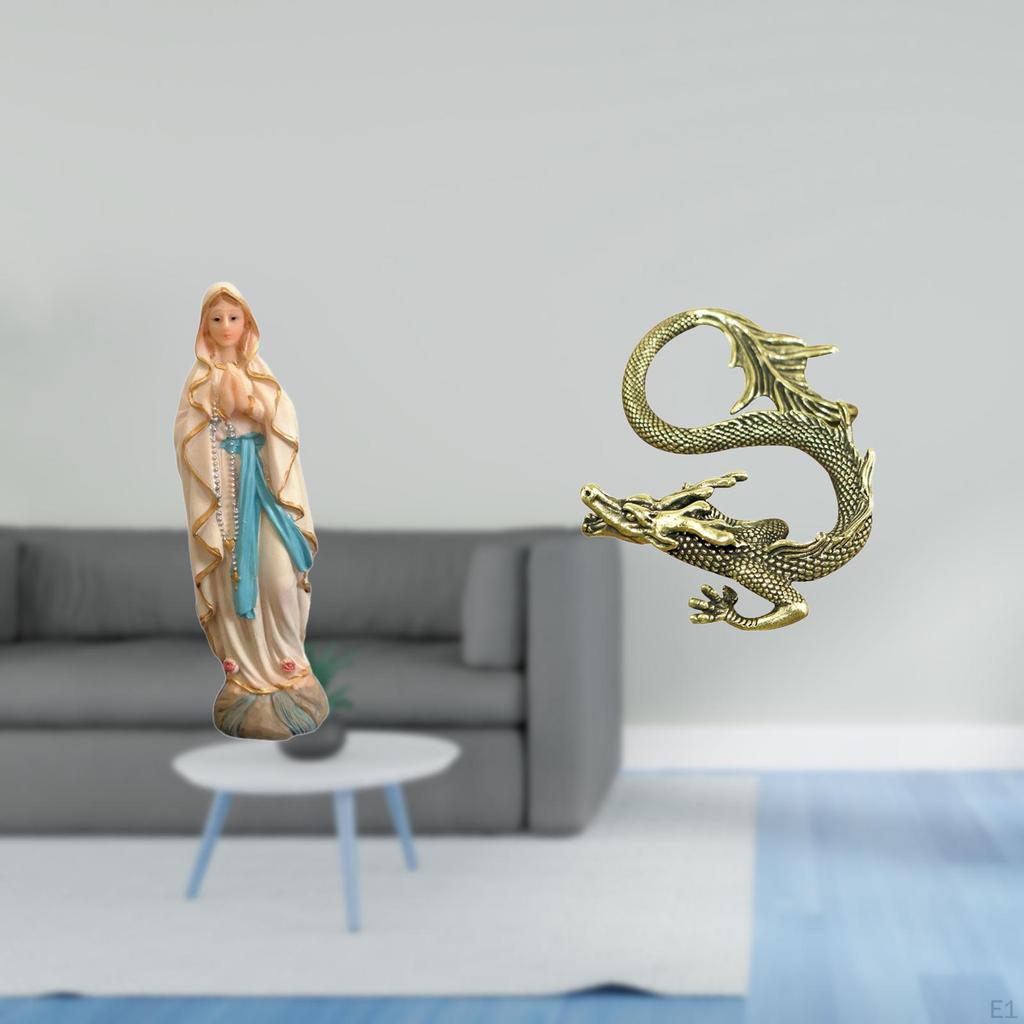 Mary Blessed Resin Brass Figurine Decorative Desk Display Sculpture for Office Car Bedroom Home Tea