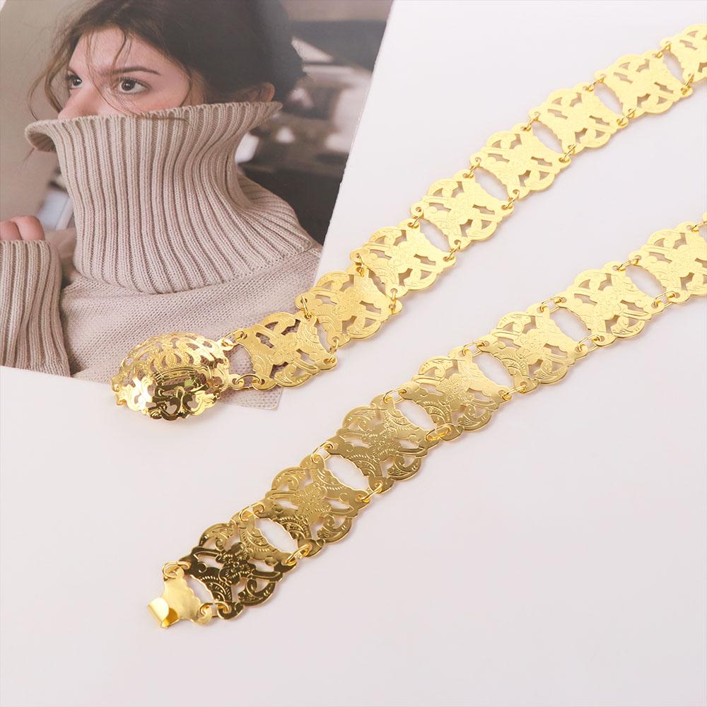 Carved Flower Waist Chain Body Jewelry Belly Dance Waist Belt Simple Metal Body Chain  Beach