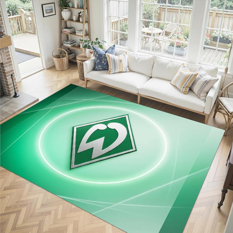Werder Bremen Fußball Design Kristall Samt Teppich Gemütlich Nicht?Rutschfester Teppich mit Aufdruck für Schlafzimmer Wohnzimmer Eingang