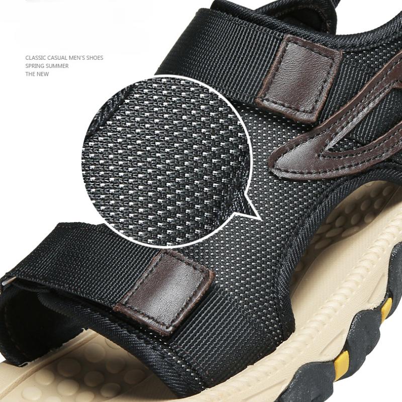 Heißer Verkauf Herren Sommer Sandalen Strand Leder Atmungsaktiv für Herren Sandalen Outdoor Sport Retro Leichte Sandalen Übergröße 38-47