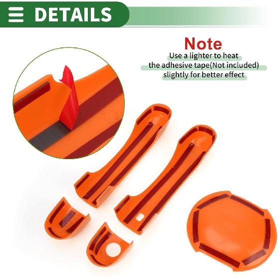 Motoforti Exterior Door Handle Cover Set, Decoration Trim for Jeep Renegade 2015-2021, ABS, Orange, 1 Set