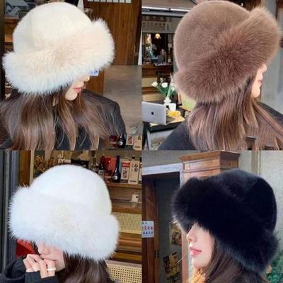 1pc Women Winter Furry Hat, European & Korean Style Warm Headwear, Solid Color Cute & Versatile, Thicker Design