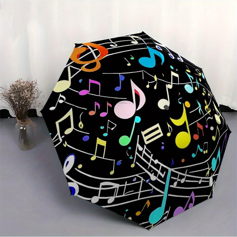 1pz Ombrello Pieghevole Portatile per Tutte le Stagioni con Apertura/Chiusura Automatica a Note Musicali per Amici, Viaggi, Uso Quotidiano, Eventi  yy250812146