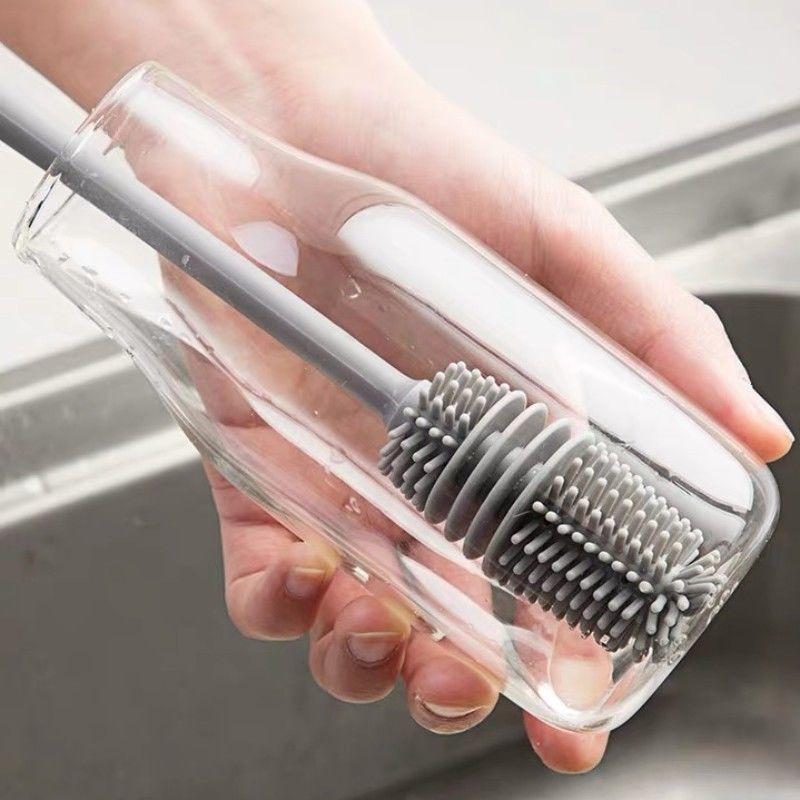 Silicone Cup Brush Scrubber Glass Cleaner Kitchen Cleaning Tool Long Handle Drink Wineglass Bottle