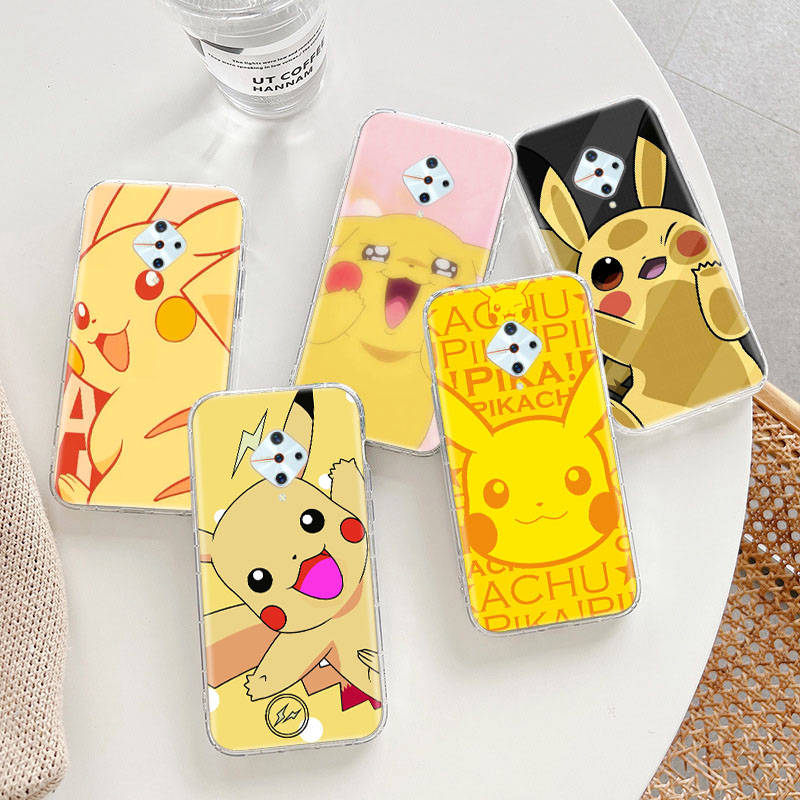 PK11 Lovely Pikachu Transparente Hülle für Samsung A04 A14 A23 M33 M53 Realme 10 9 C35 C55 VIVO Y02 Y12 Infinix Hot 30 Note 11 Tecno Spark 8P Pro