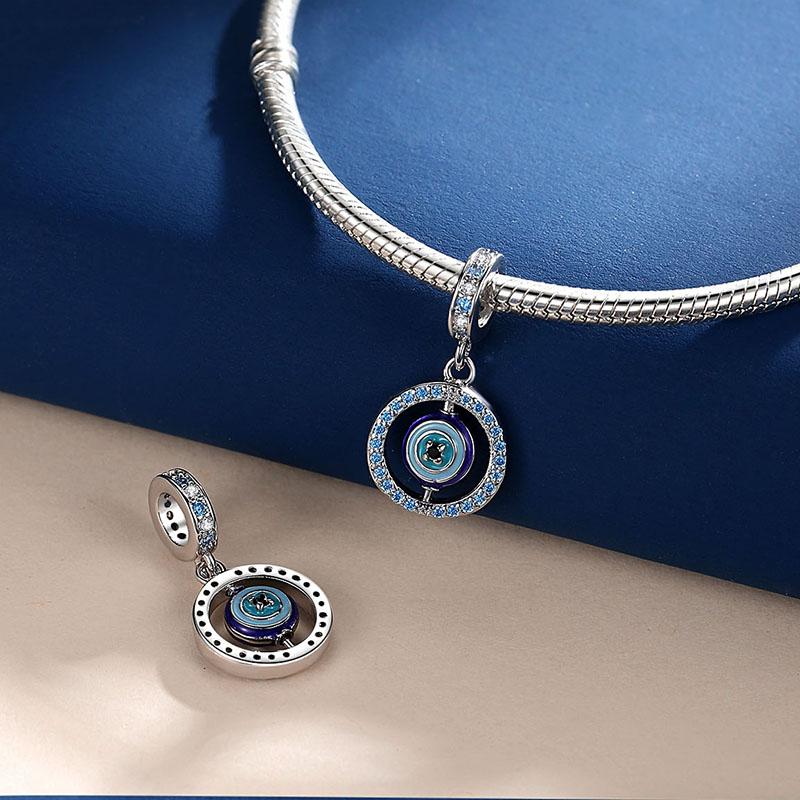 Ahthen copper Bead Charms Rotating Eye Dangle Charm fit Snake Chain Bracelets Necklaces for Women Jewellery Making