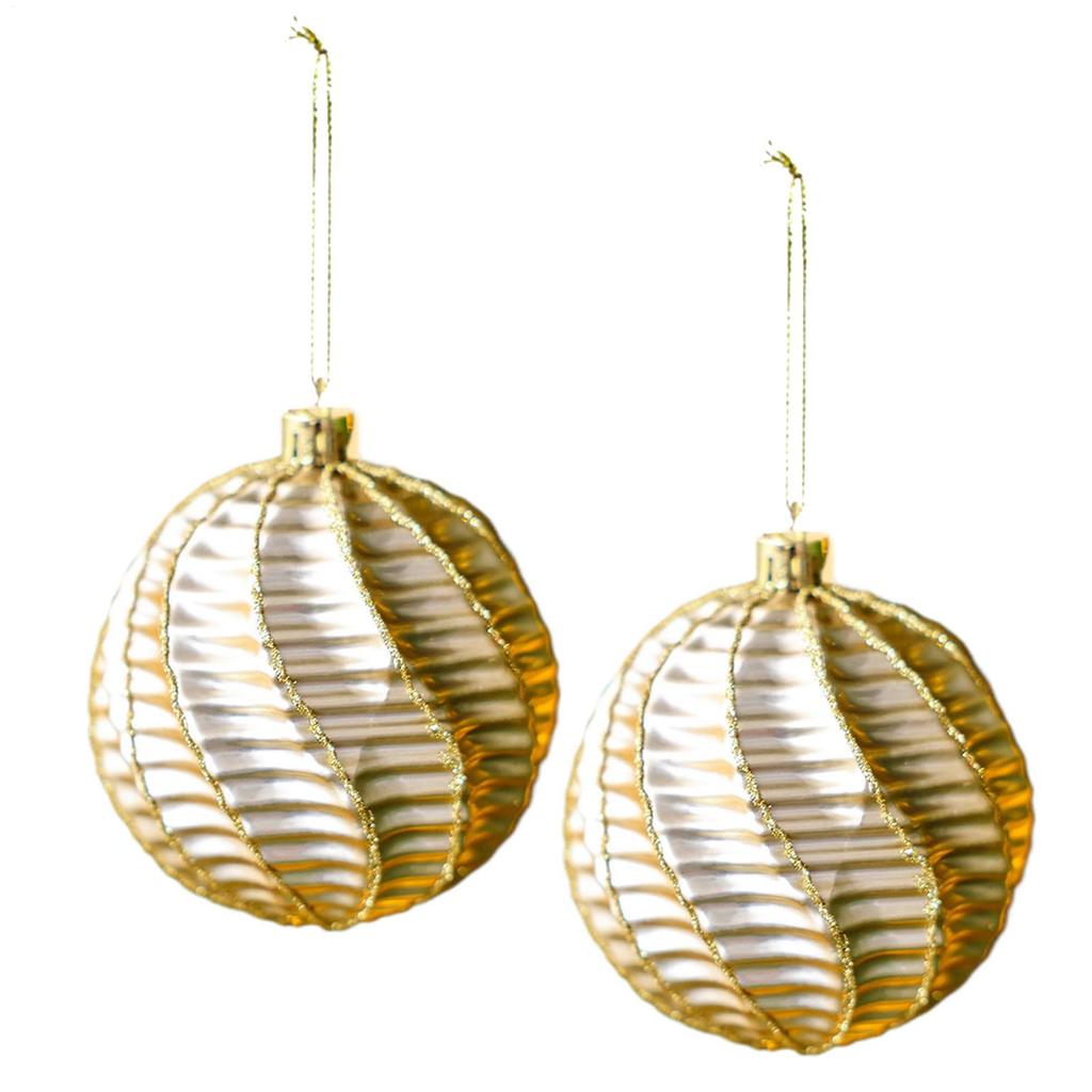 8cm Christmas Balls 2 Pieces Lightweight Reflective Pendant 8cm Christmas Balls Ornaments for Tree for Indoor Outdoor Party Home