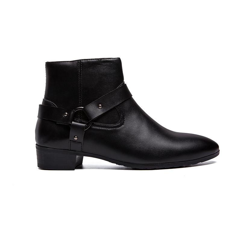 Pánské kotníkové boty Špičatá špička Brogue Westernové boty Ležérní Retro Šaty Zip Černé kožené boty Velké velikosti