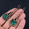 Emerald Lab-Created Gemstone Handmade Pure Copper Wire Wrapped Earrings Jewelry