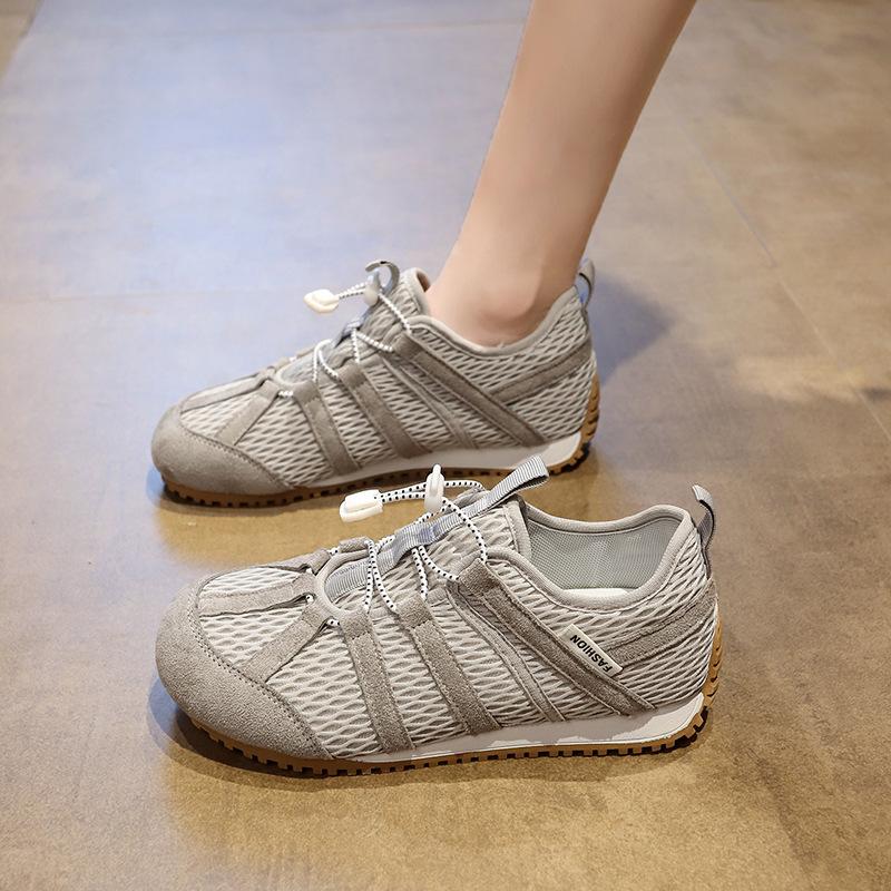 

Mesh 2025 new German training shoes women s heel soft sole breathable drawstring versatile flat new casual mountaineering walking shoes tide 40 светло-серый