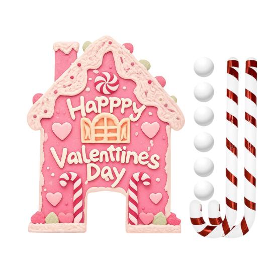 Set de jucării de golf Casă de turtă dulce Joc de putting de Ziua Îndrăgostiților cu crose și mingi cu tematică de inimă Cadou de golf festiv pentru cupluri Distracție în interior și exterior