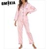 GMXIA Dames todelt loungewear-pysjamas i stretchsateng