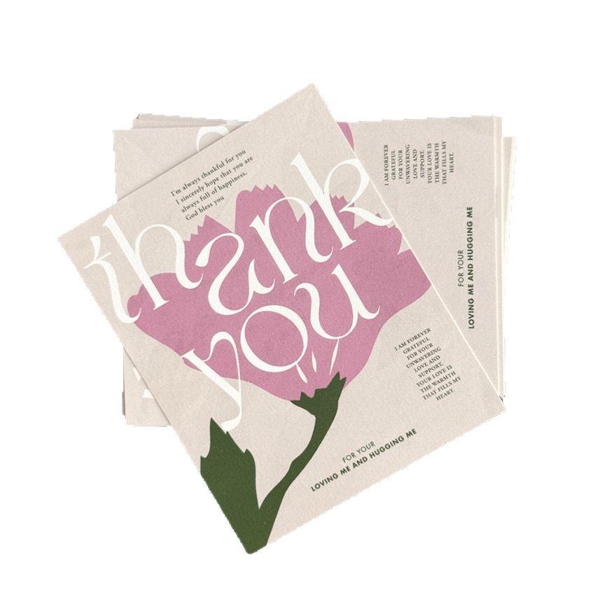 30pcs Tulip Floral Square Thank You Cards - DIY Gift Wrapping Greeting Tags for Mother's Day/Valentine's