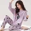 Pajamas Women'S Spring And Autumn Pure Cotton Long-Sleeved Autumn Loose Large-Size Loungewear Cotton Outerwear Set