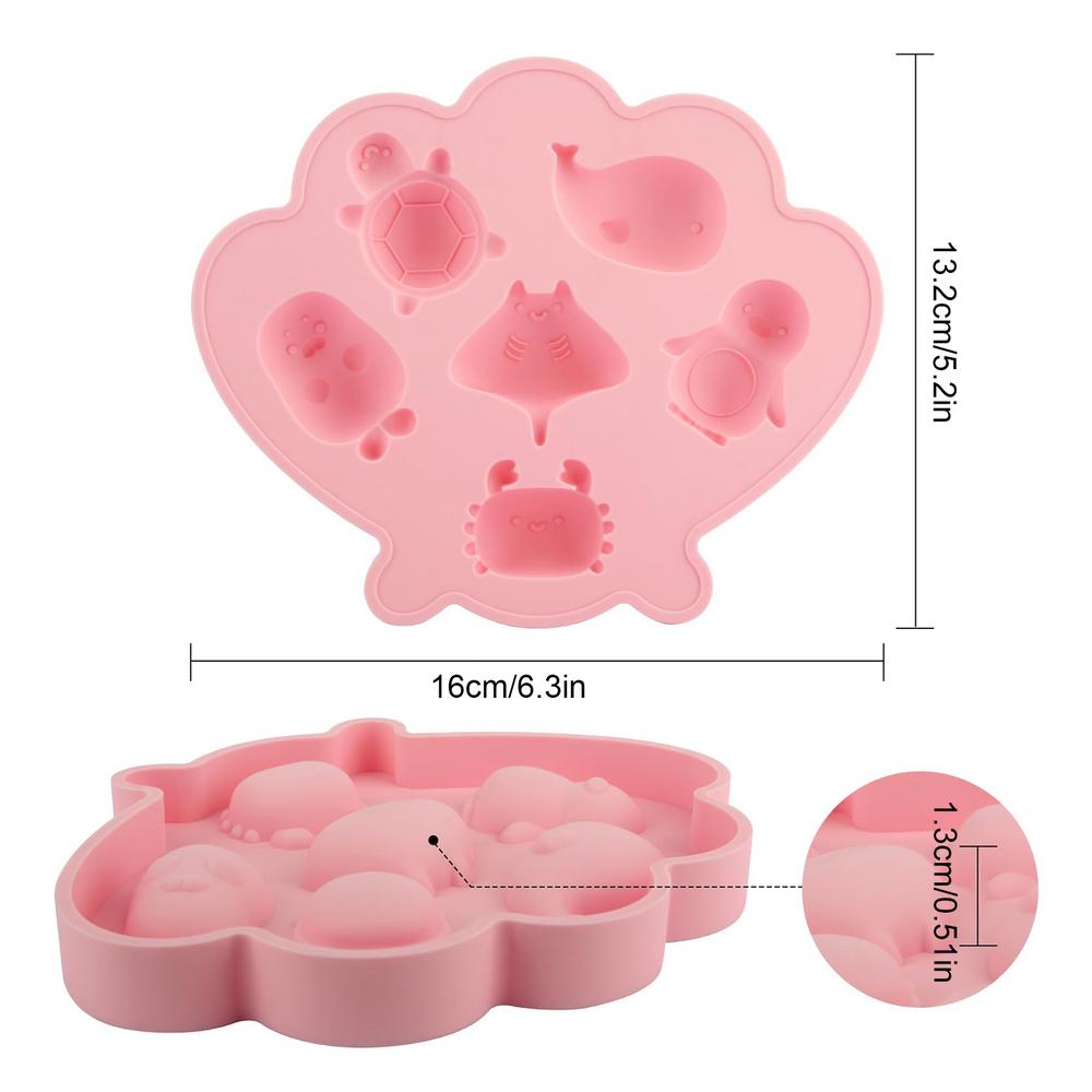 

Cute Marine Creature Shaped Silicone Ice Grid Mold Reusable Freezer Mould With Animal Design For Home Kitchen Party рожевий