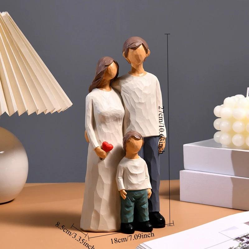 1pcs Resin Family Figurine Set Elegant Living Room Decor for Wine Cabinet Creative Craft Sculpture Art Gift for Home