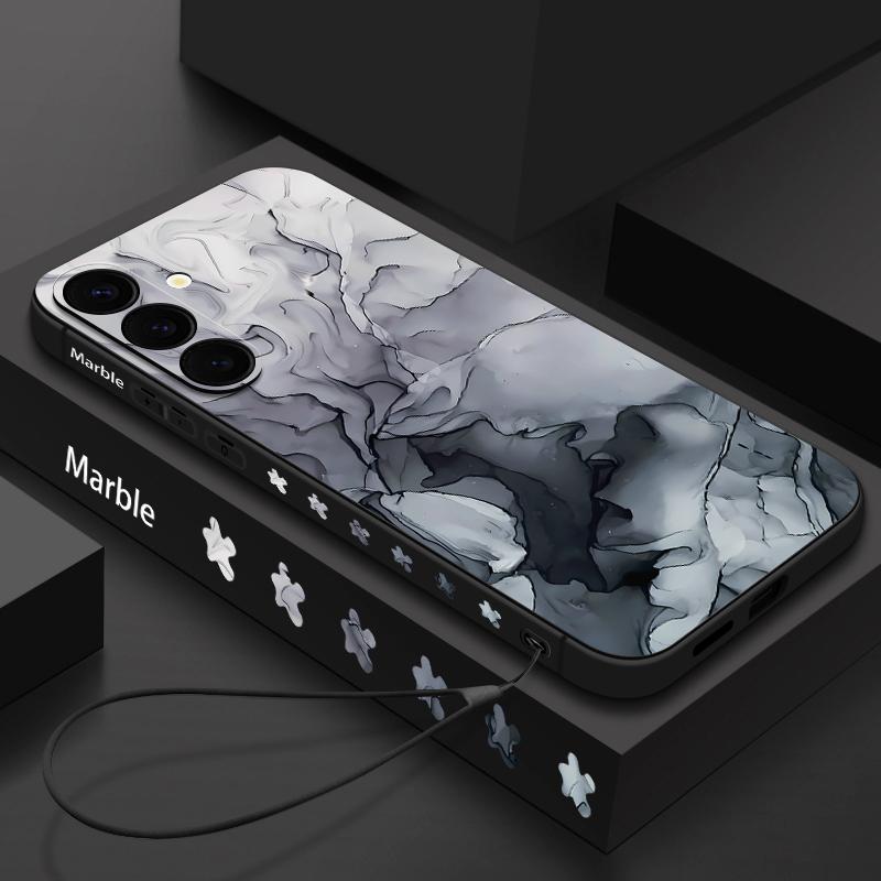 

Для Samsung Galaxy S25 Ultra S24 S22 Plus S23 S21 A56 A36 A16 A55 Мраморный узор ударопрочный TPU мягкий для Magsafe магнитный с ремешком тонкий чехол крышка Samsung S24 прохладный черный