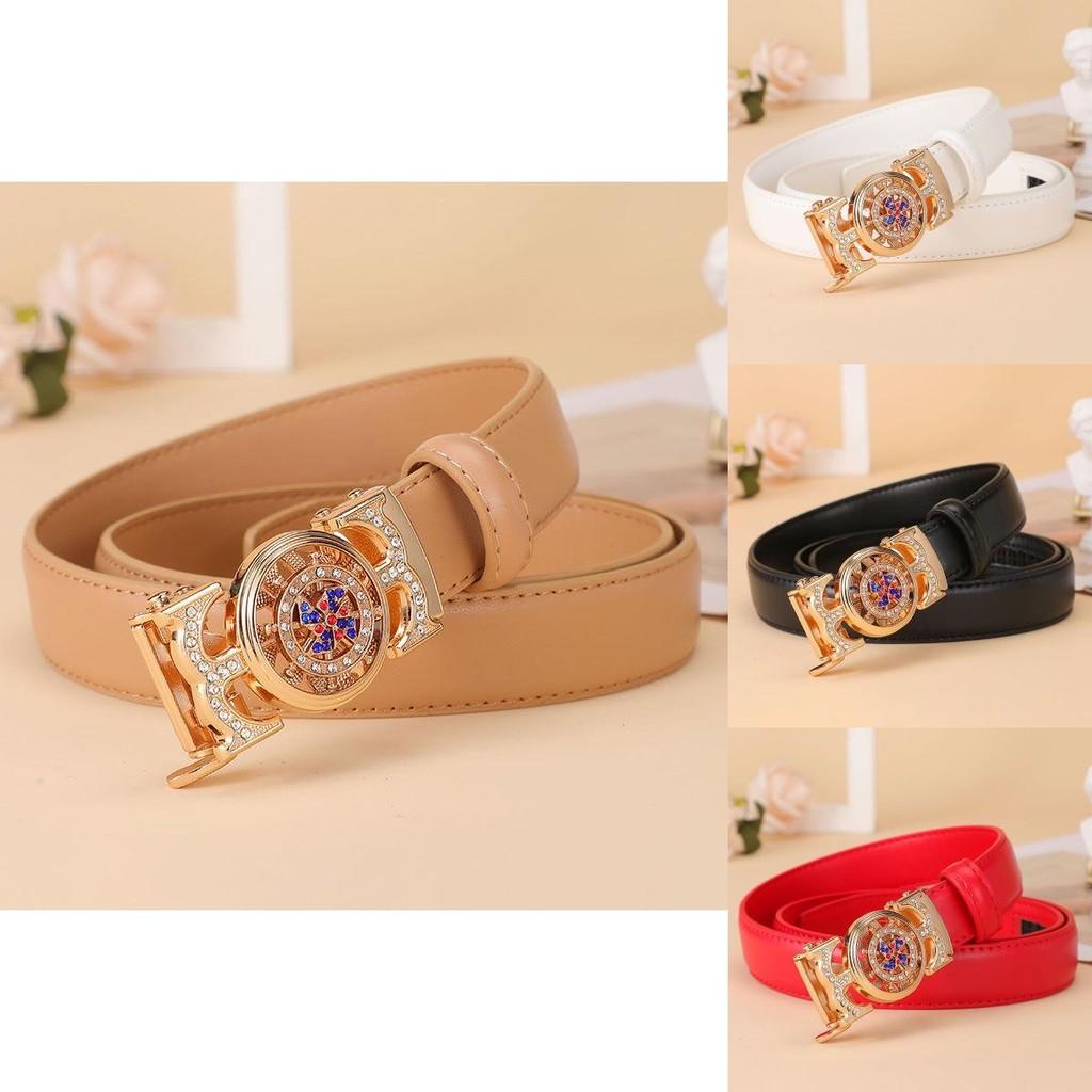 Fashion Stylish Womens Versatile Automatic Buckle Decorative Denim Belt For 2024