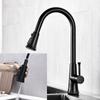 Tuqiu Pull Out Kitchen Faucets Black Single Handle  Kitchen Mixer Single Hole Rotating Water Mixer Tap Mixer Tap Kitchen Tap