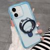 Dual-Color Translucent Matte Phone Case With Kickstand For iPhone 14 Pro, PC+TPU Anti-Fingerprint Shockproof Protective Cover
