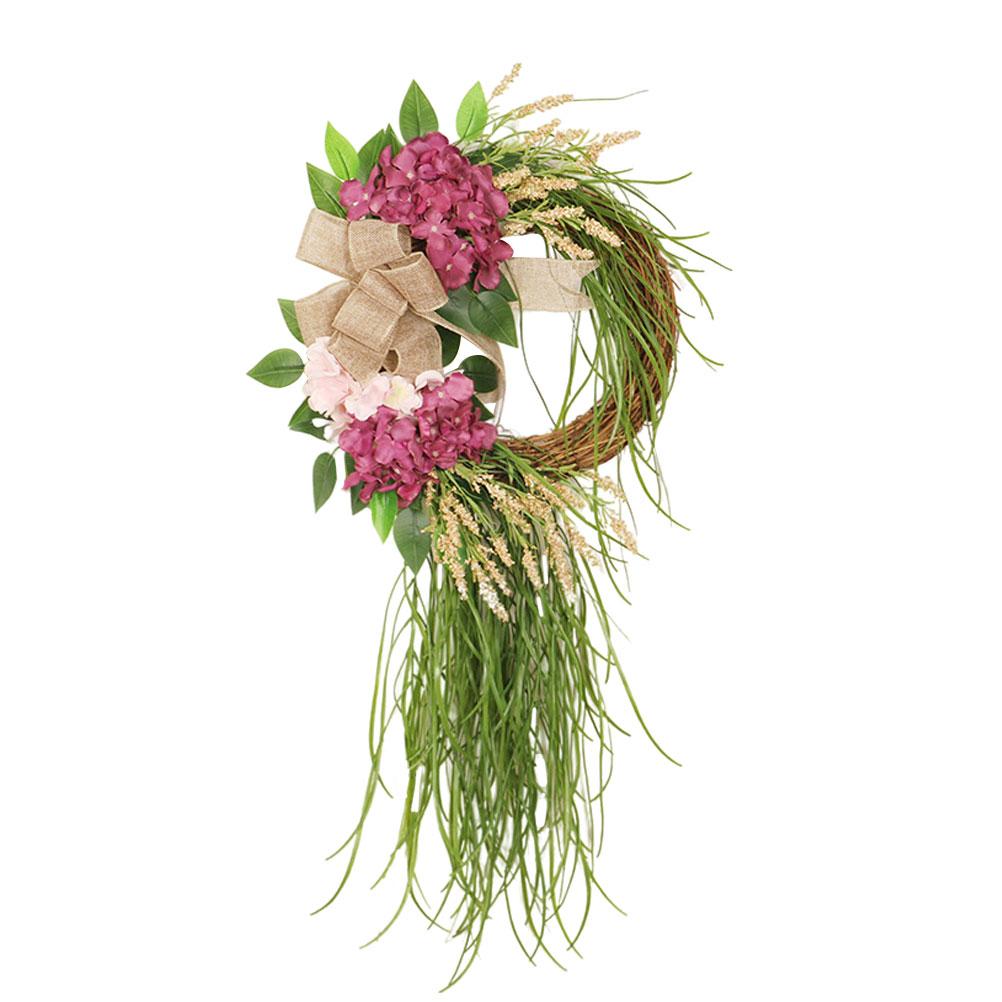 Artificial Hydrangea Wreath Home Decor Indoor Welcome Flower Vine Garland HangingFront Door Wedding Party