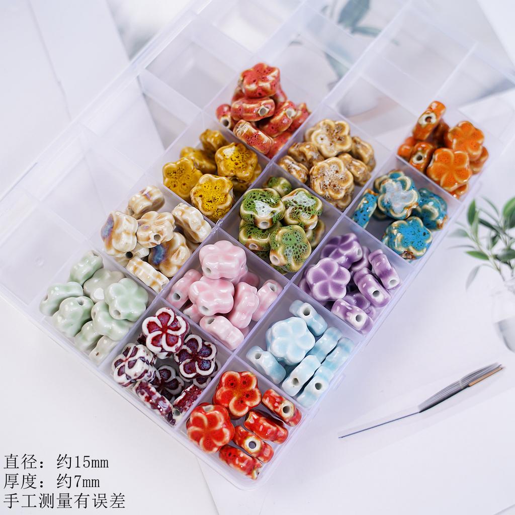 15Mm plum blossom sheet loose beads ceramic necklace bracelet DIY handmade creative bead manufacturer