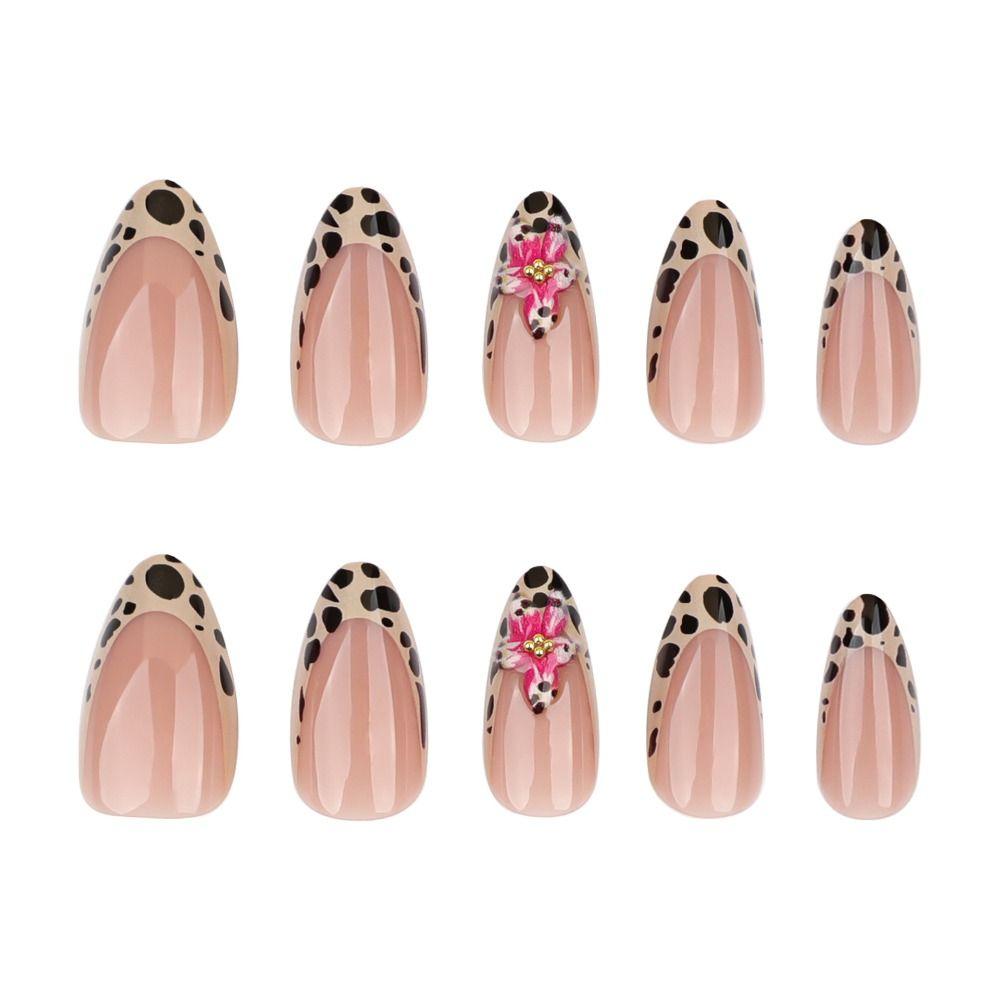 Manicure Long Almond and Ballerina False Nails Leopard Cat Eye Press On Nails Detachable Stars Nail Tips DIY