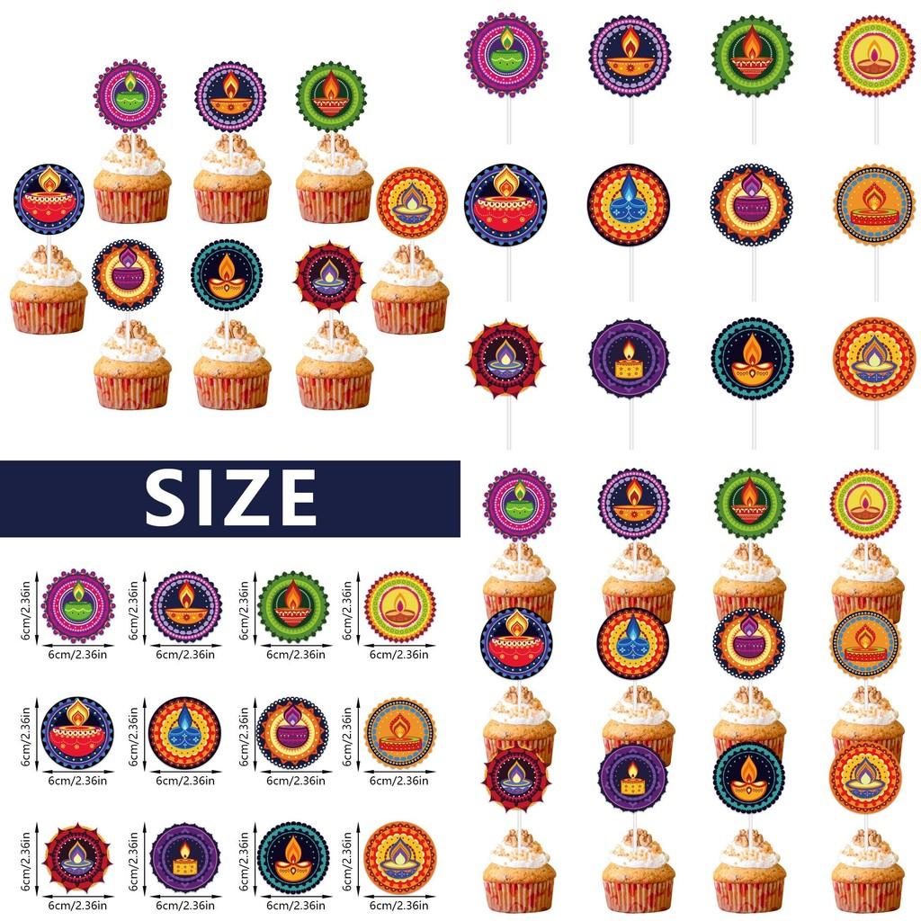 Diwali Theme Cake Topper Flags Paper Party Decor For Celebrations