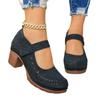 Sommer Neue Damen Blockabsatz-Sandalen, Übergröße Hohl atmungsaktives Rundzehen-Schuhwerk
