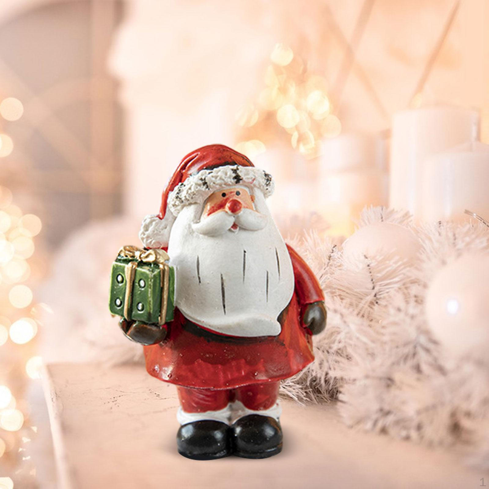 

Christmas Ornaments Santa Claus Statue Resin Gift Miniature Figurines for Farmhouse With Gift Box
