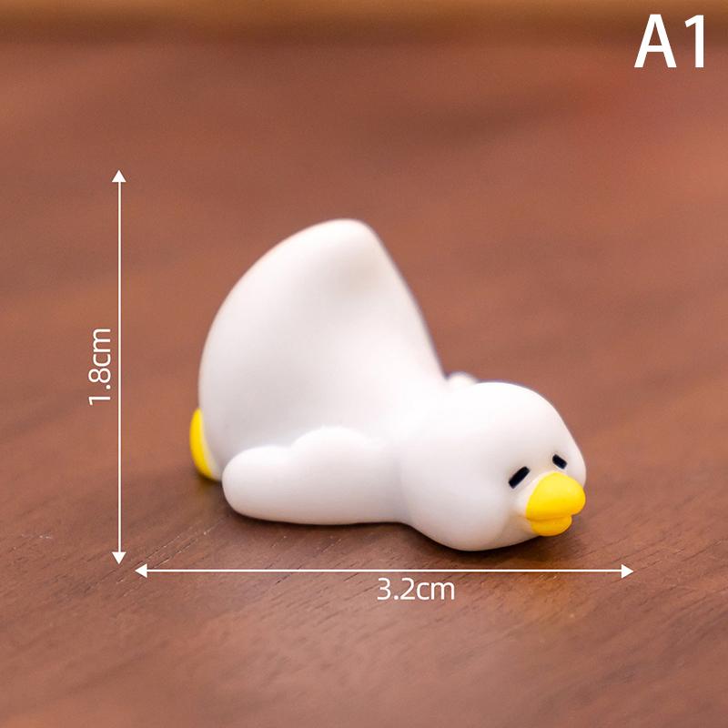 Miniatures Figurines Cute White Duck Animal Micro Landscape Ornaments For Home Desk Decoration Gardening Accessories