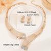 Diamond-studded openwork grid necklace and earring set - bridal wedding alloy chain set