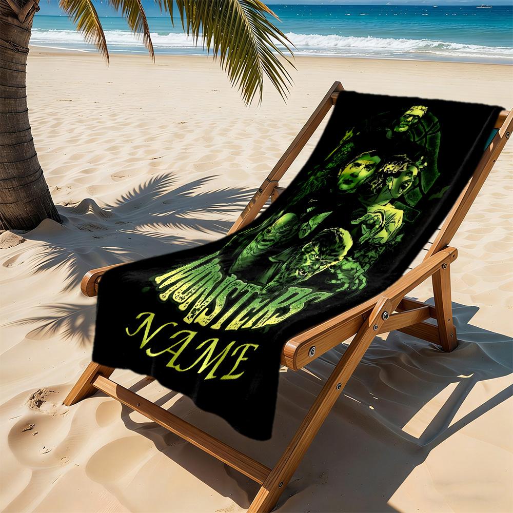 Classic Monster Mash-up Personalized Name Beach Towel Soft Durable Quick-Dry