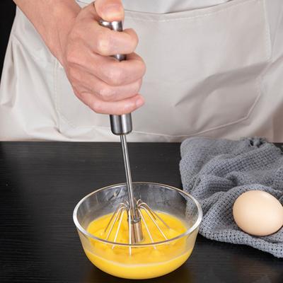 Stainless Steel Semi-Automatic Egg Beater Whisk Non-Stick Hand Push Mixer Tool for Cooking Kitchen Home Manual Rotating Egg Shaker Blender
