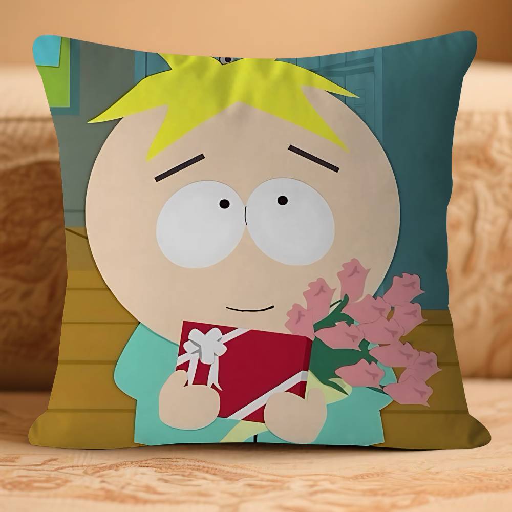 Мультяшная наволочка S-SouthparkS, съемный моющийся чехол для подушки – Мягкий лен для любого сезона 16x16Inch