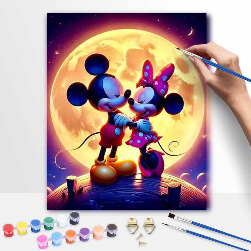 Disney Mickey Minnie Moon digital oil painting diy handpainted coloring painting home decoration room wall art gift for lover decor