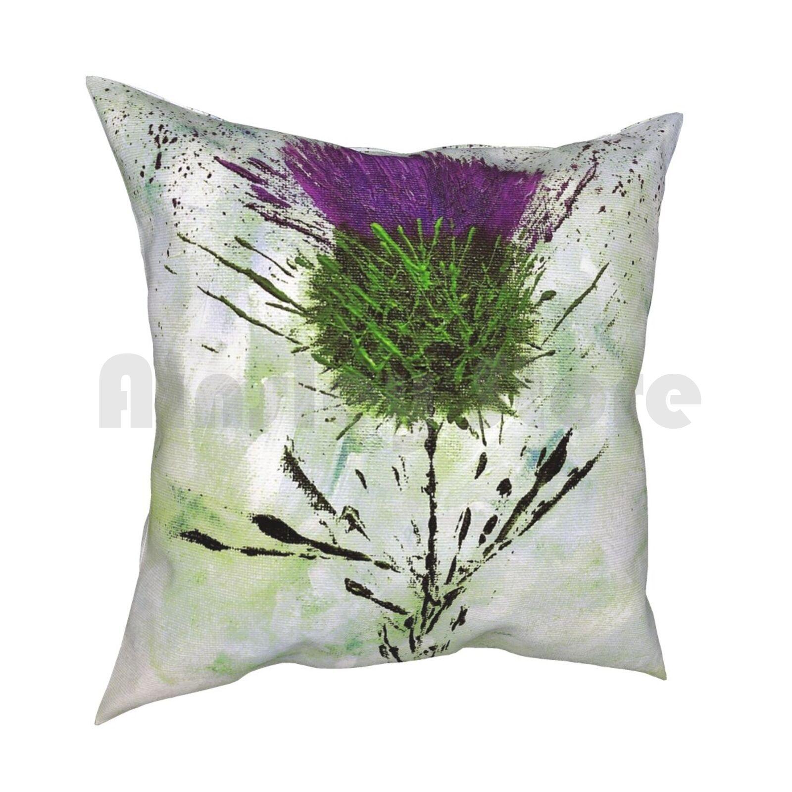 Scottish Thistle Contemporary Style Pillow Case Printed Home Soft DIY Pillow Cover Thistle Scottish Thistle Scotland Art 30cmx30cm