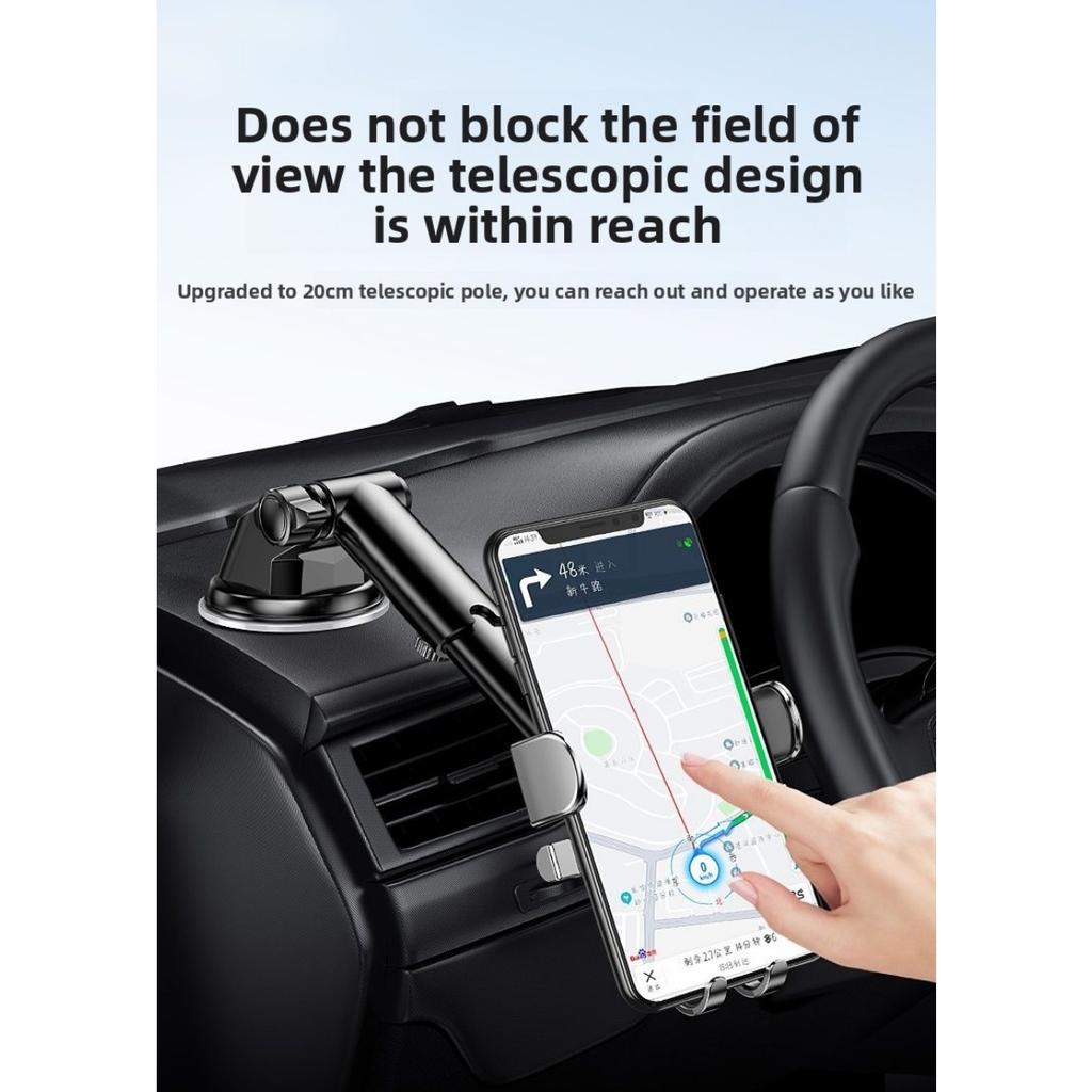 Universal Dashboard Suction Cup Phone Holder - Multifunctional, Telescopic and Rotating with Auto-Locking Feature for Secure Navigation, Car Accessory