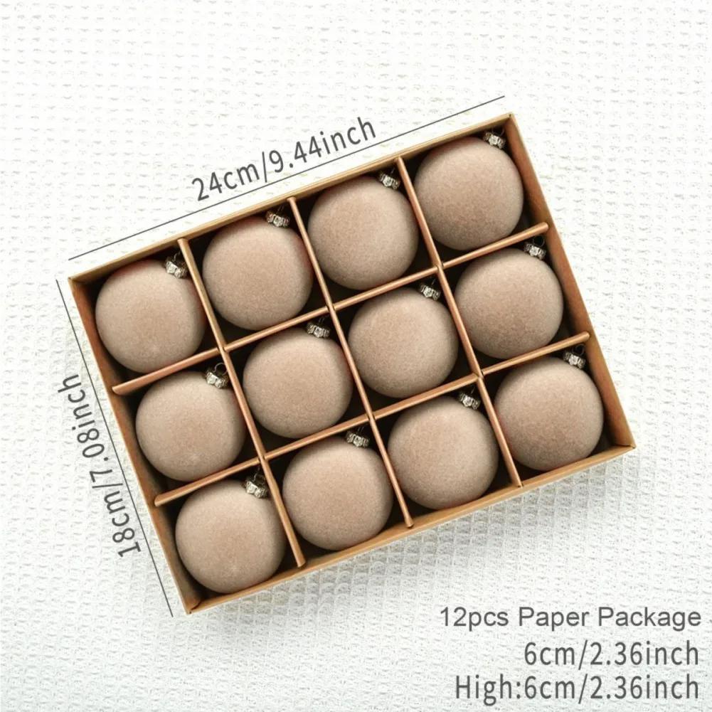 12pcs/box Velvet Christmas Ball Pendant 6cm Christmas Tree Decoration Ball Set With Gift Box 2025 New Year Xmas Decorative Balls