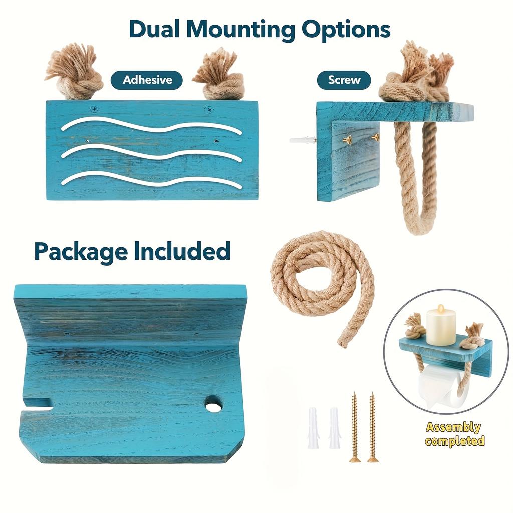 Sea/beach Toilet Paper Holder, Beach Bathroom Decoration and Accessories, Creative Wooden Toilet Paper Holder with Holder, Safety Angle,