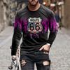 Retro Flame Series 3D Print Summer Men's O-Neck T-shirt Casual Long Sleeve T-Shirt Oversized Pullover Fashion Trend Men Clothing