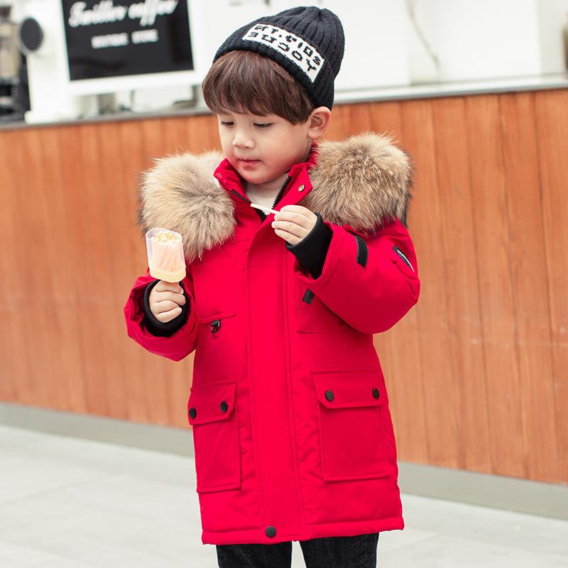 Winter Children Down Jacket Boy Toddler Clothes Thick Warm Hooded Faux Fur Coat Kids Parka Teen Clothing Outerwear