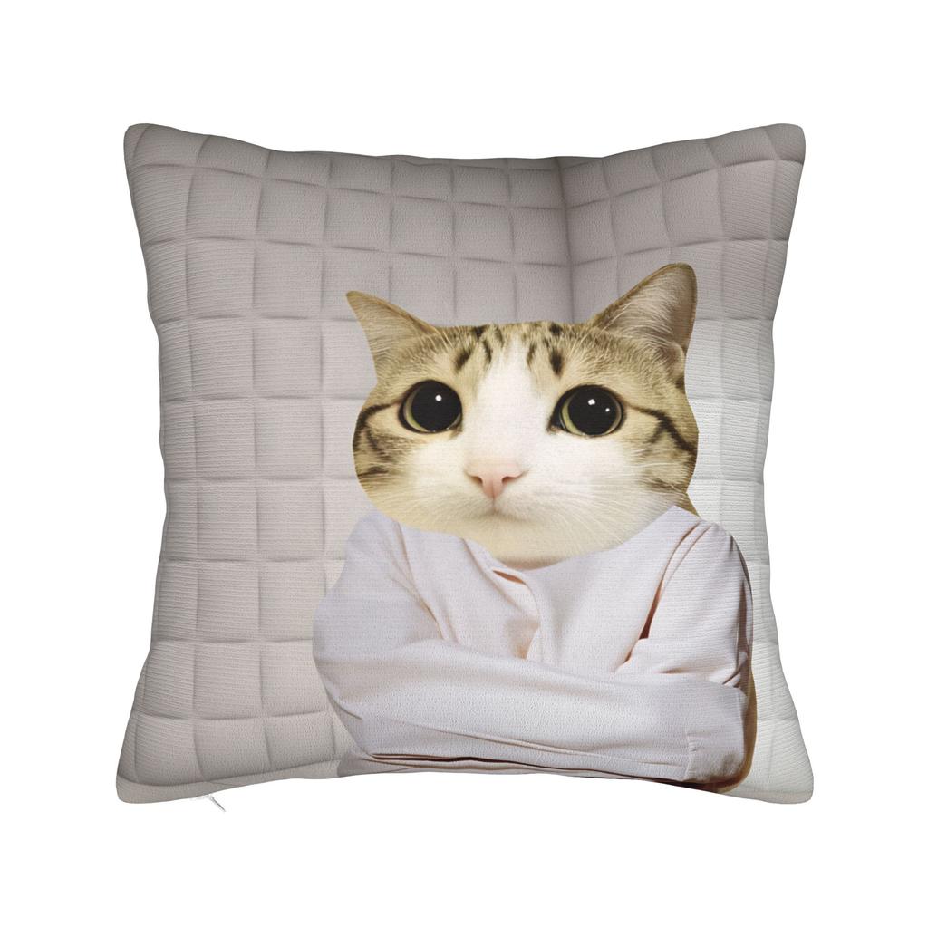 Funny Meowl Cat Owl Pillow Cover Retro Trendy Pillow Case For Living Room Bed Chair Comfy Pillowcases Birthday Gift