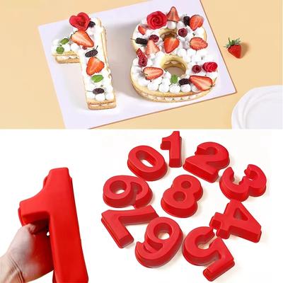 10 Inch 0-9 Numbers Shape Cake Mold Digtial Shape 3D DIY Fondant Chocolate Molds Silicone Cake Pan Cake Decoration Tools