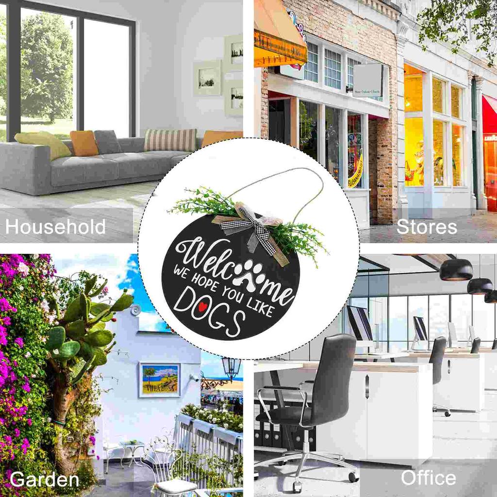 House Number Flower Wreaths for Front Door Emblems Decor Round Pet Pendant Delicate Welcome Sign Board Tag Decorate