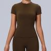 Womens Short Sleeve Workout Tight Top Quick Dry Breathable Running Yoga Gym