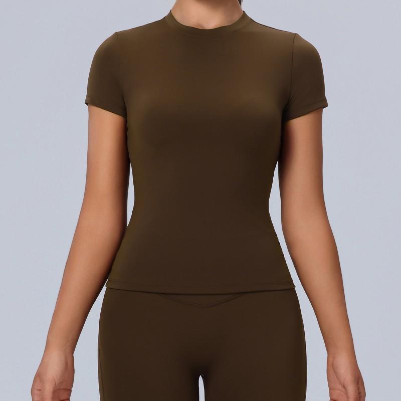 Womens Short Sleeve Workout Tight Top Quick Dry Breathable Running Yoga Gym
