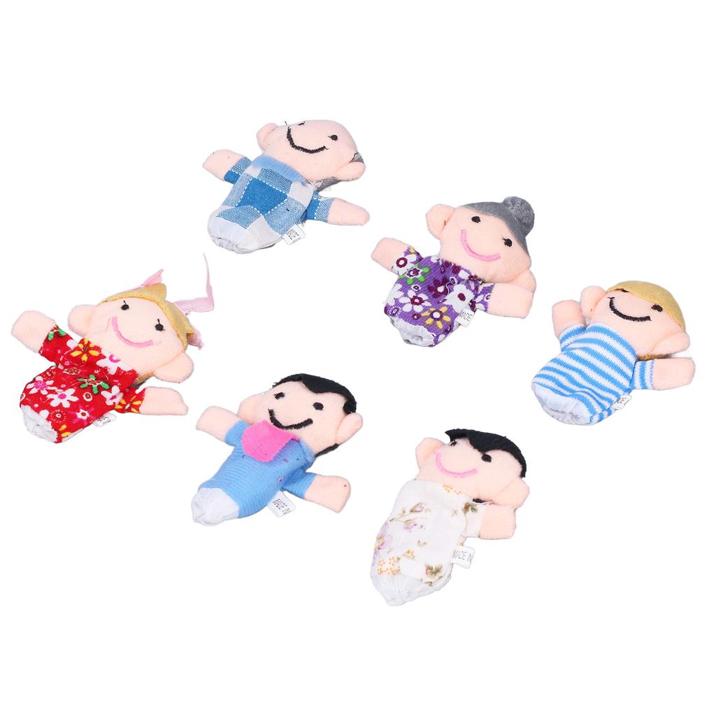 6pcs Finger Puppet Set Cute Family Plush Finger Puppet Doll Storytelling Props for Teacher Parents