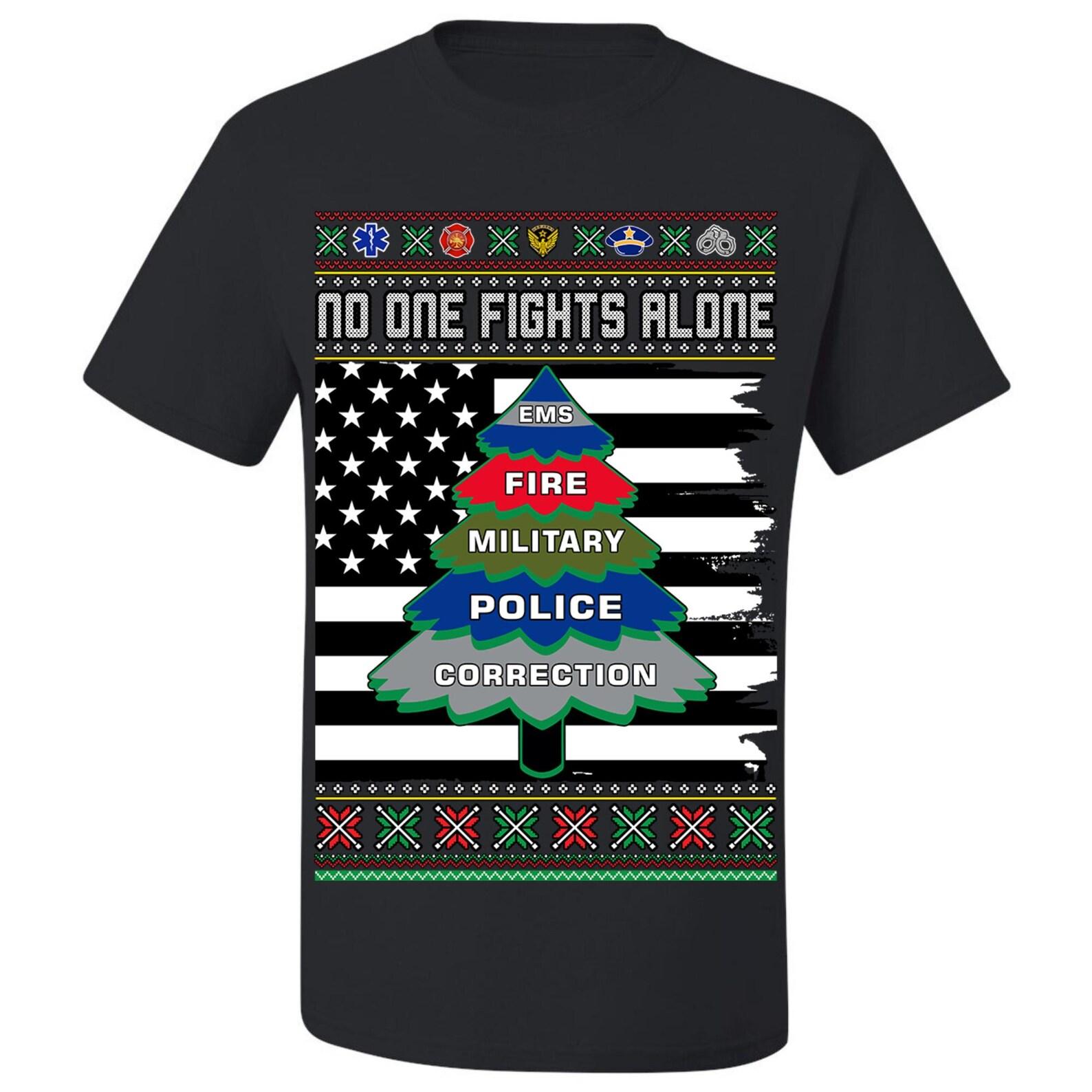 Ugly Christmas T-Shirt No One Fights Alone Tee Shirt L